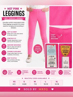 Pack of 2 Cat & Jack Hot Pink Ribbed Leggings